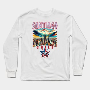 Santiago Chile Artistic Cityscape Skyline Long Sleeve T-Shirt